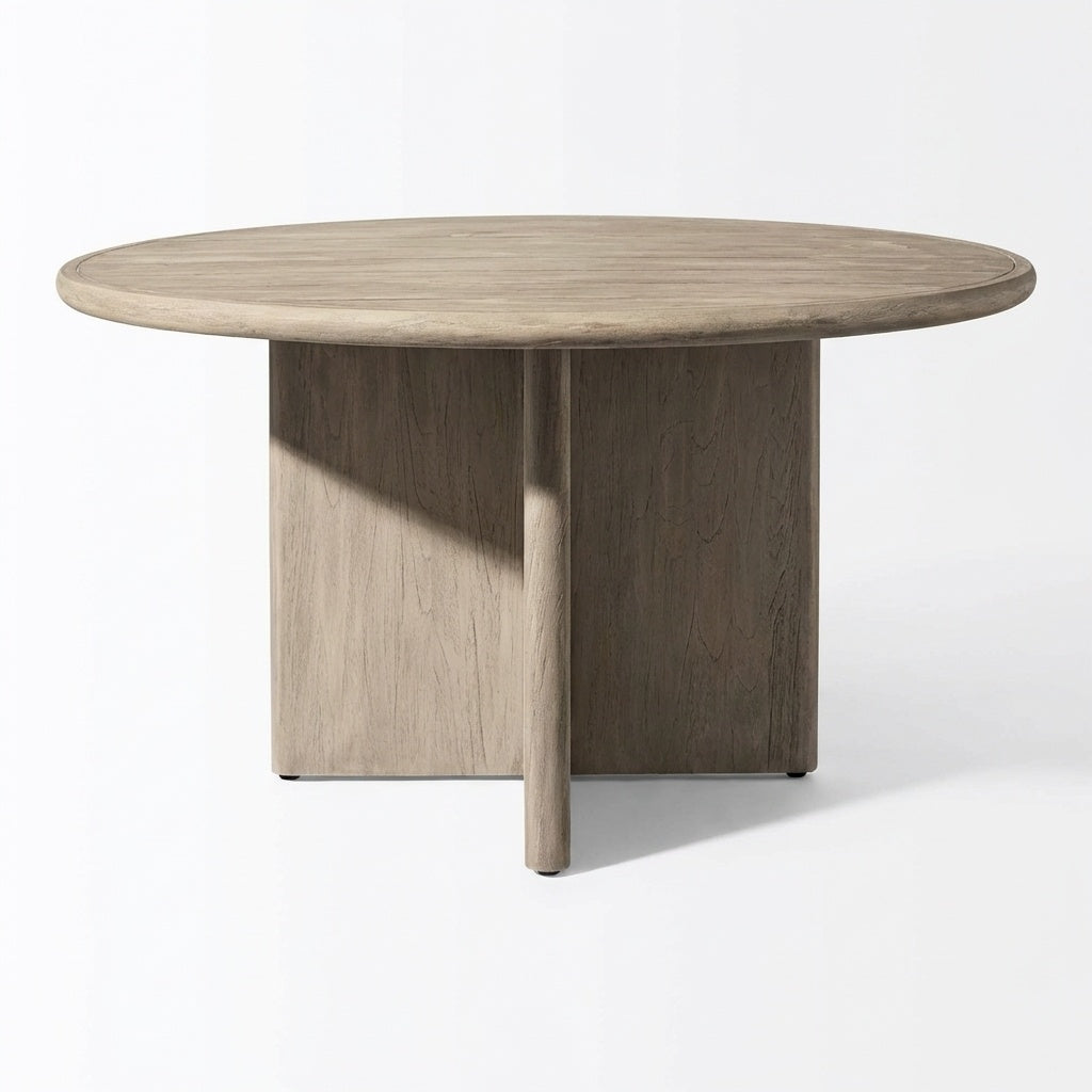 Noa Round Dining Table Teak - Front View