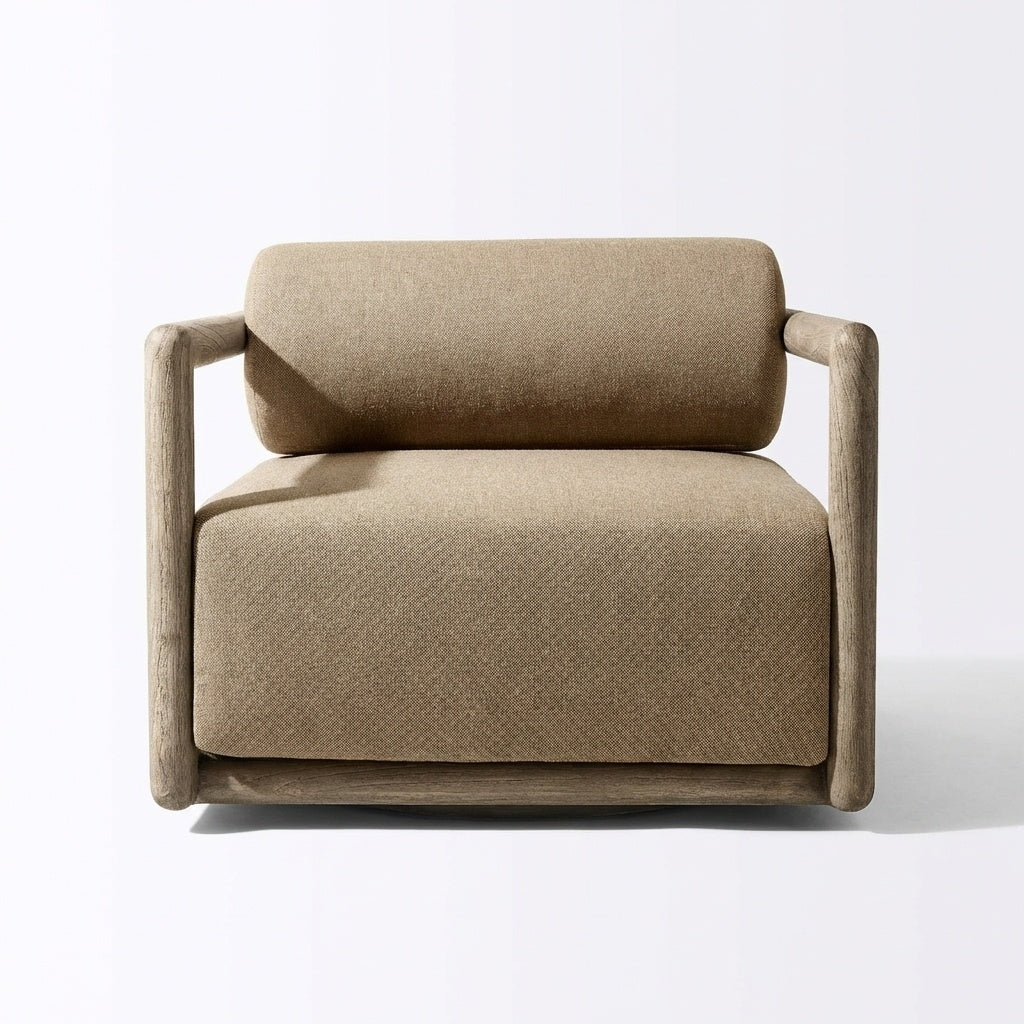 Noa Swivel Lounge Chair Teak - Front View