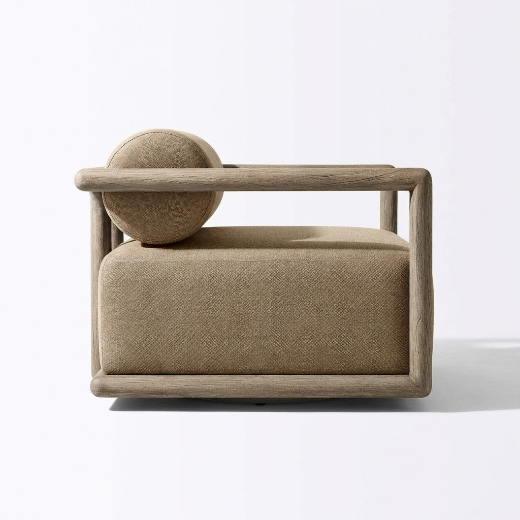 Noa Swivel Lounge Chair Teak - Side View