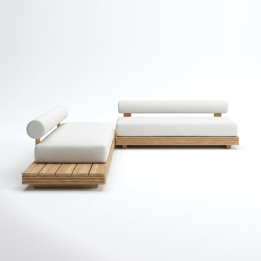 Cielo L Shaped Sofa Teak - Side View
