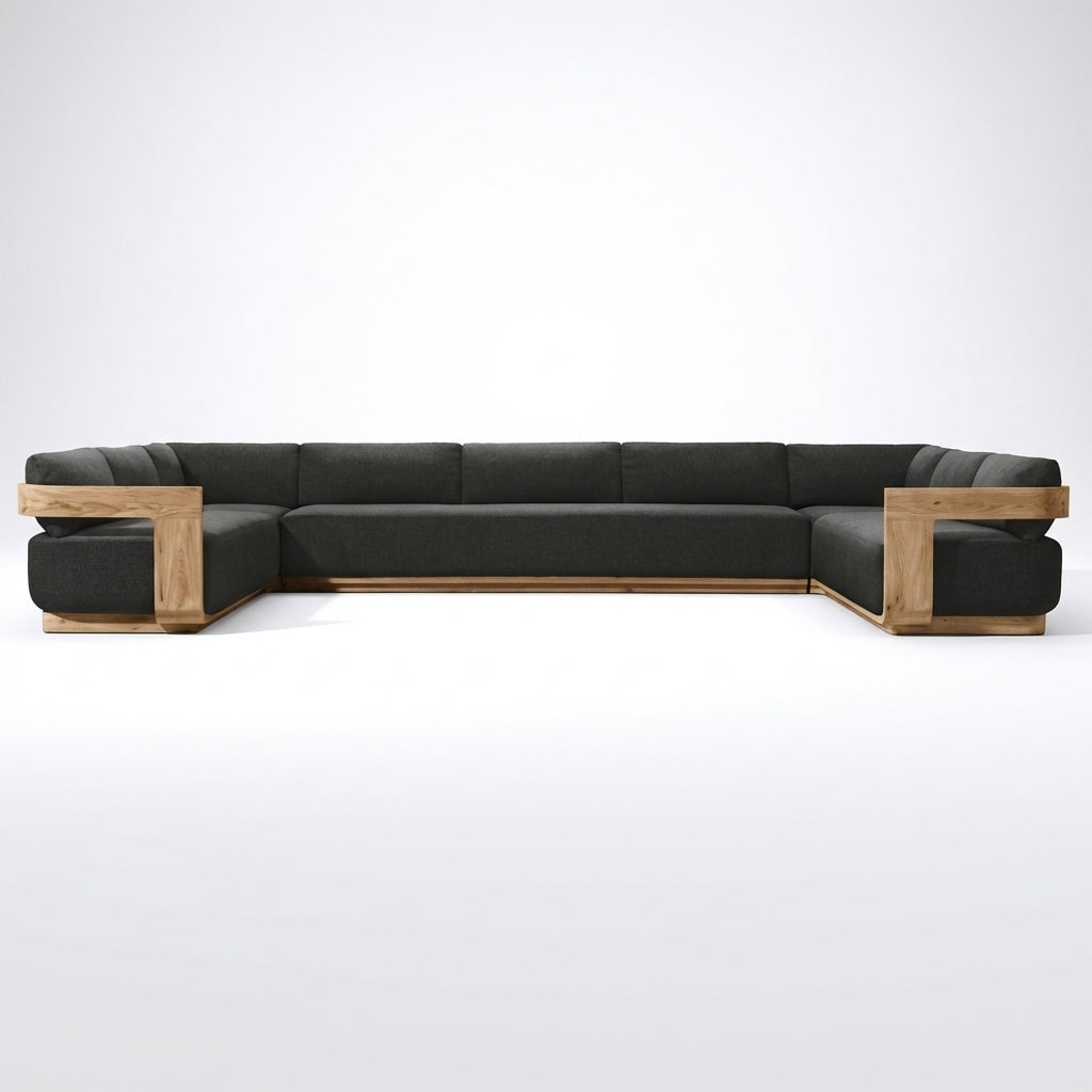 Aris U Shaped Sofa Teak - Side View