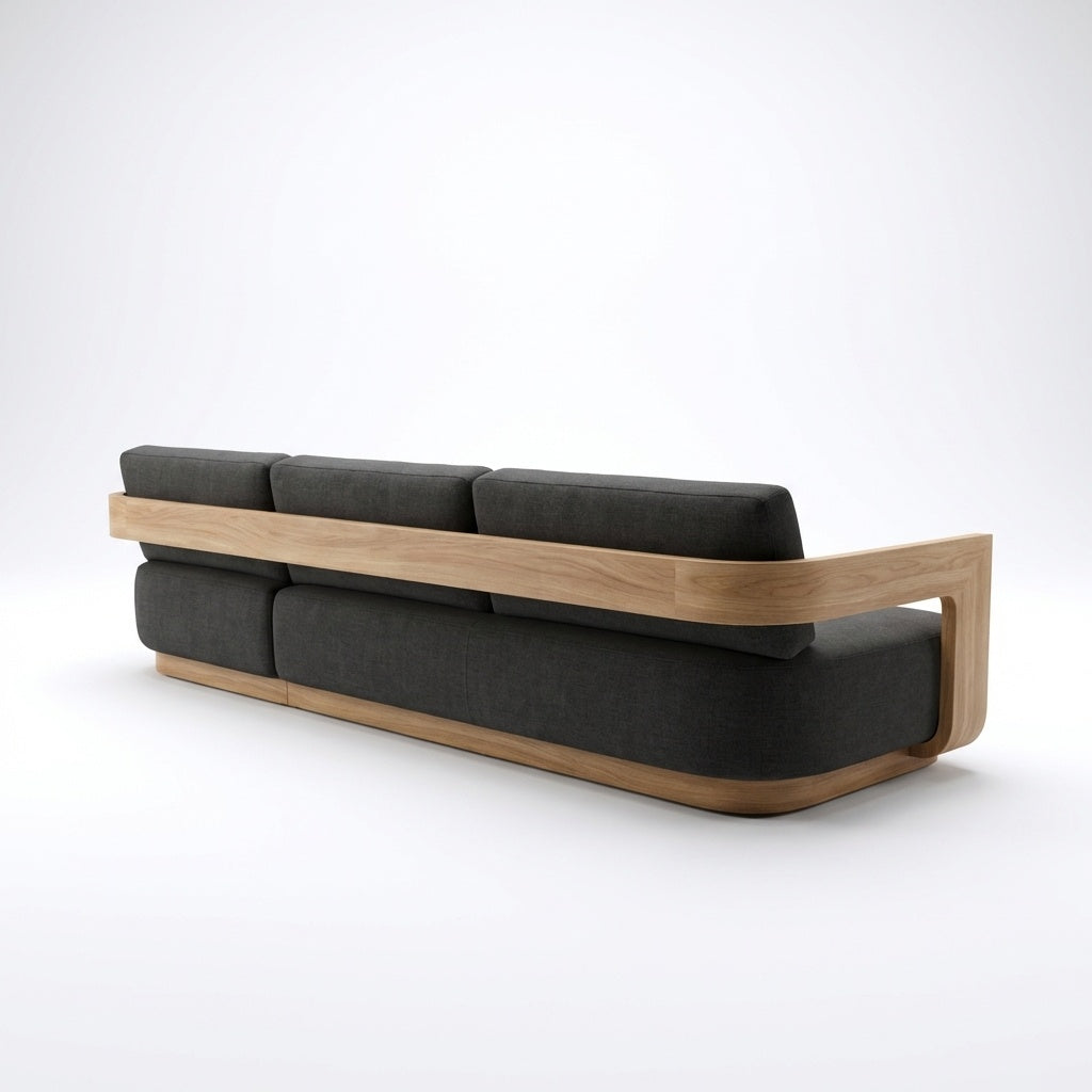Aris L Shaped Sofa Right Hand Teak - Back View