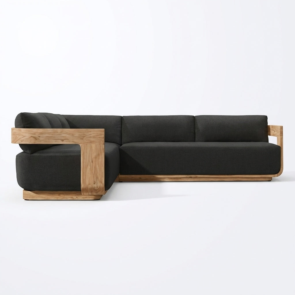 Aris L Shaped Sofa Right Hand Teak - Front View