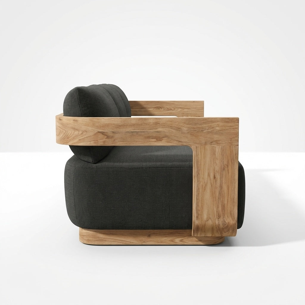 Aris L Shaped Sofa Right Hand Teak - Side View