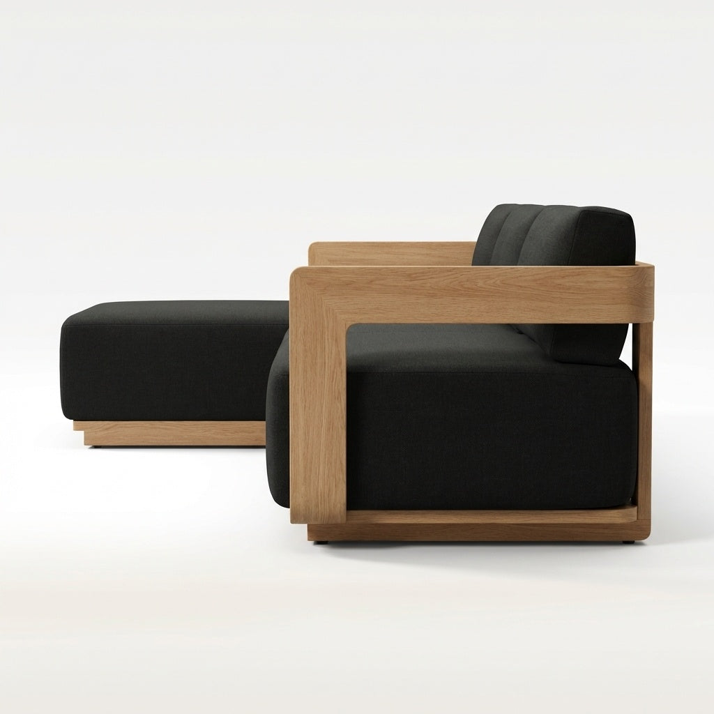 Aris Chaise Sofa Teak - Side View