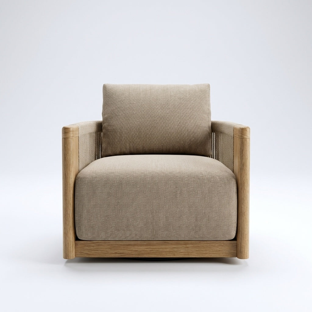Altair Swivel Lounge Chair Teak - Front View