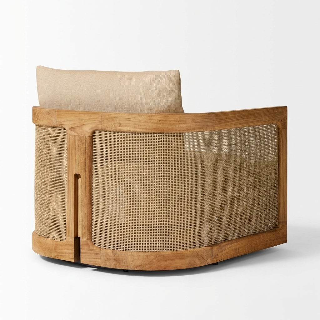 Lento Swivel Lounge Chair Teak - Back View