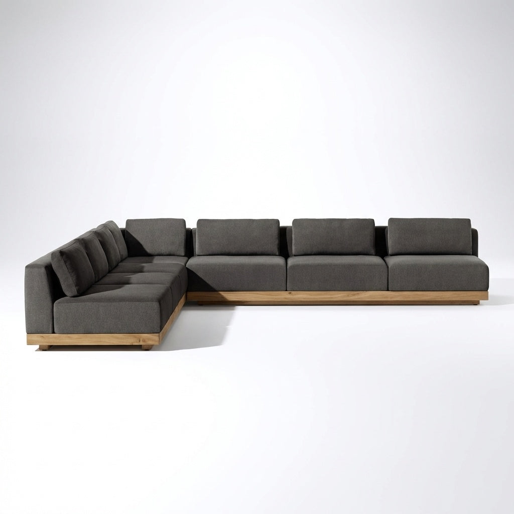 Solis Large L Shaped Sofa Right Hand Teak - Front View