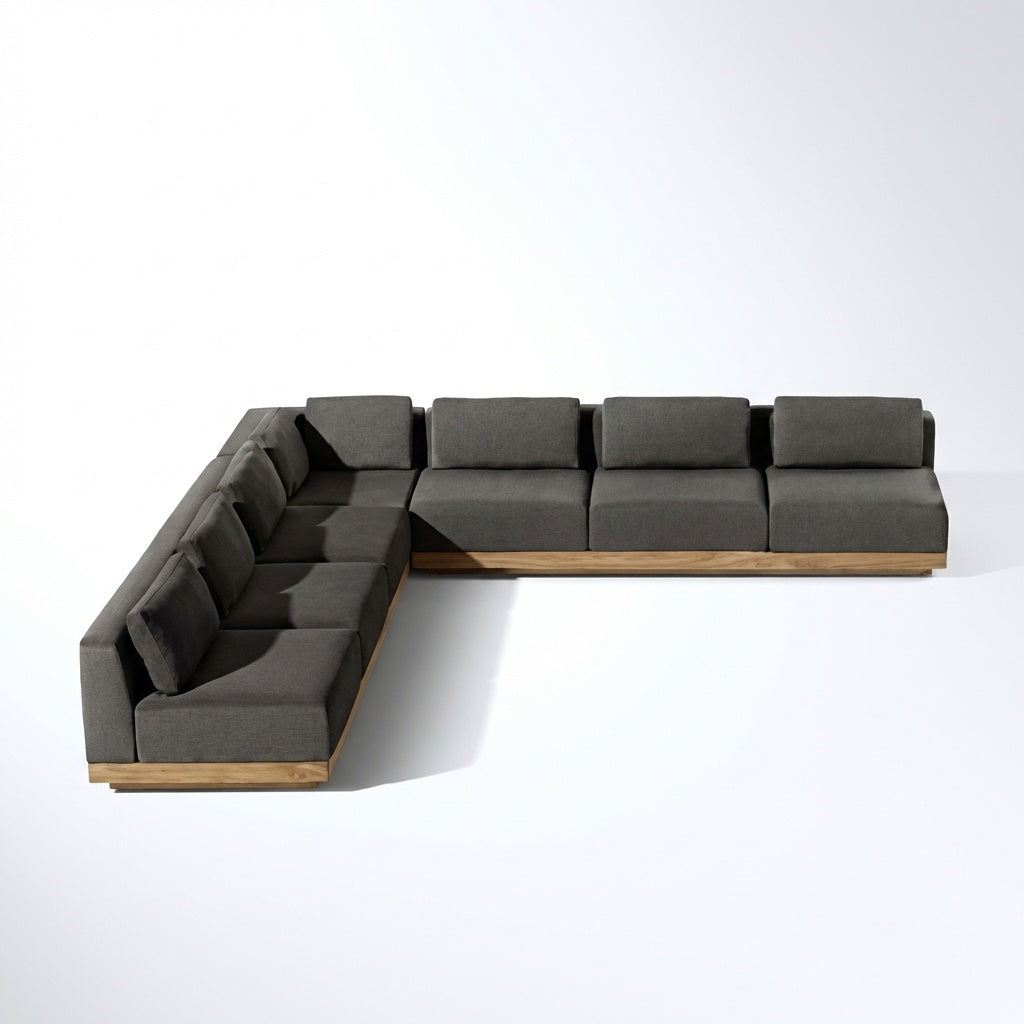 Solis Large L Shaped Sofa Right Hand Teak - Side View